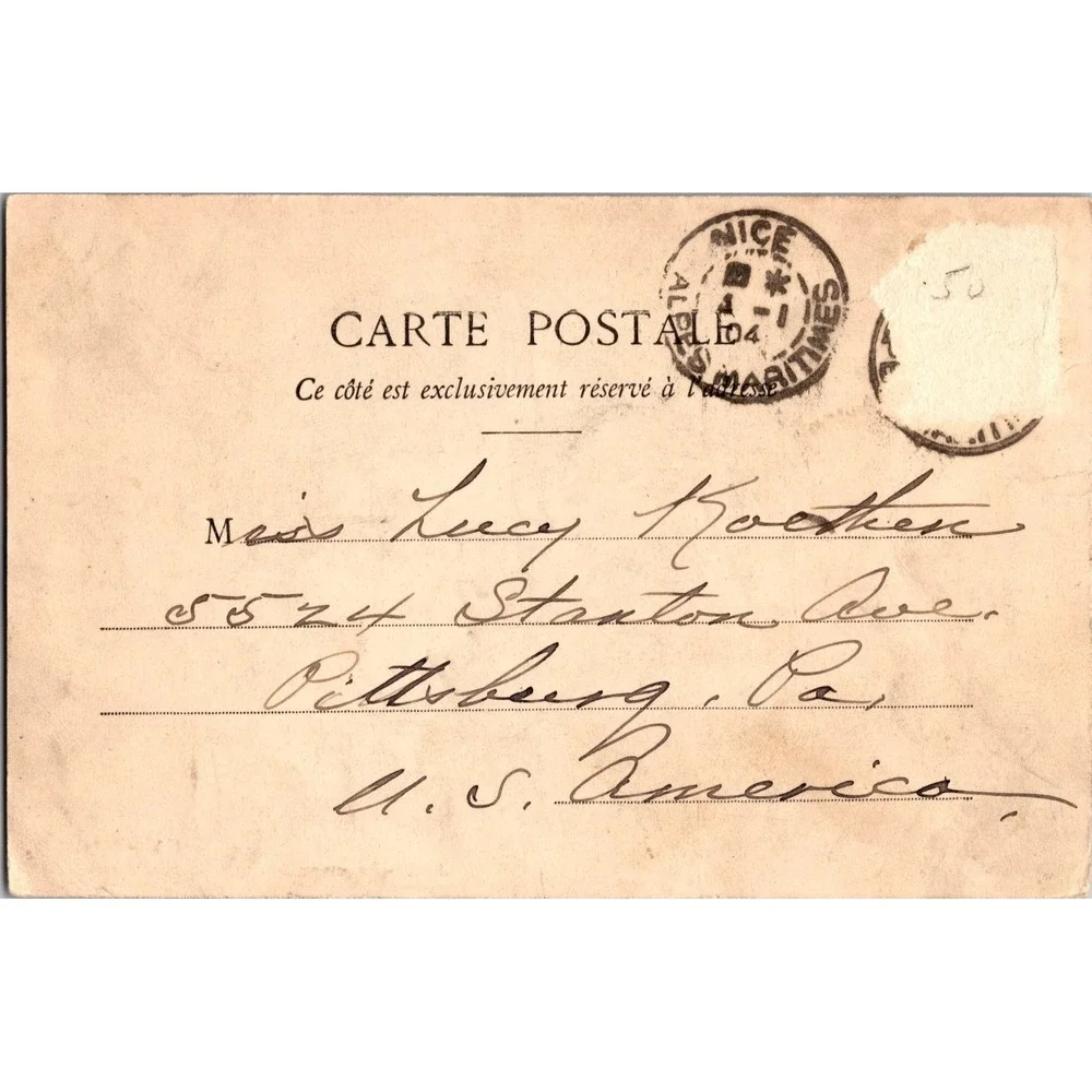 Vintage Nice France‎ Jetée-Promenade entre les Palmiers Postcard 1904